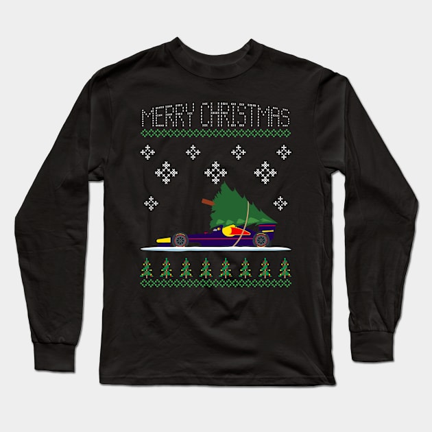 Purple Bull Christmas Car Long Sleeve T-Shirt by HSDESIGNS